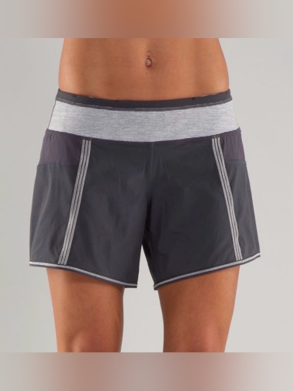 LULULEMON Run: The Fastest Short Heathered Coal Gray Stripe Trim Lined Women’s 6